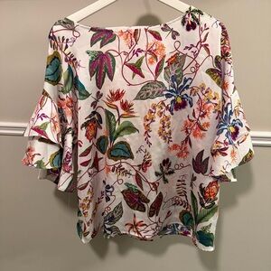 H&M Botanical Floral Ruffle Sleeve Blouse | Size 12